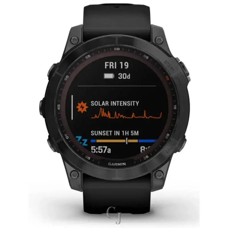 Garmin Fenix 7 Sapphire Solar Black Dlc Titanium W/ Black Band 010-02540-34