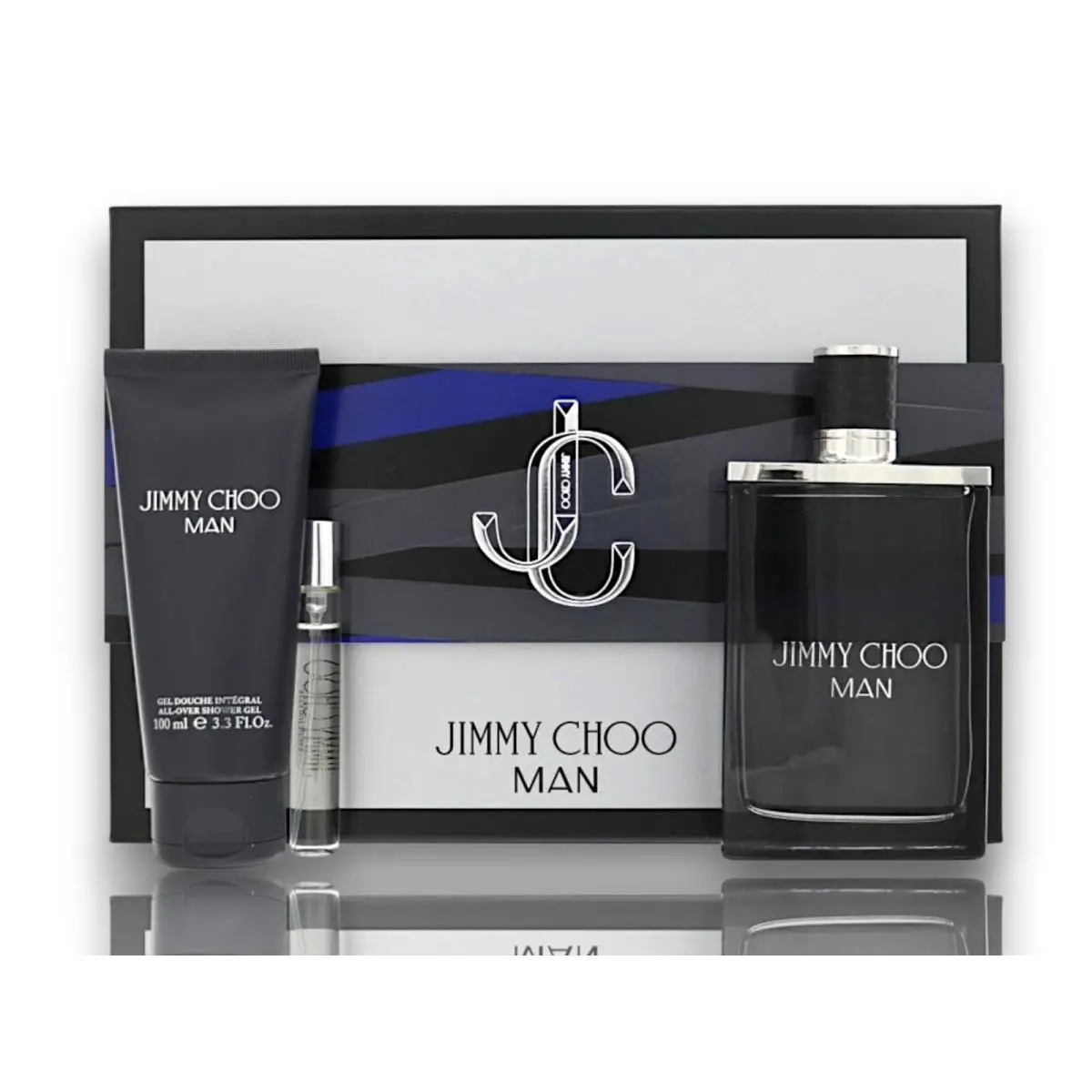 Man 3.3 Oz. 0.25 oz Edt Spray + 3.3 oz All-over S/gel Men`s Set by Jimmy Choo