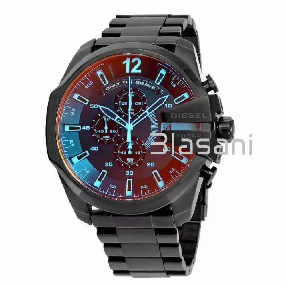 Diesel DZ4318 Mega Chief Men`s Black Ion-plated Stainless Steel Watch 59X51mm