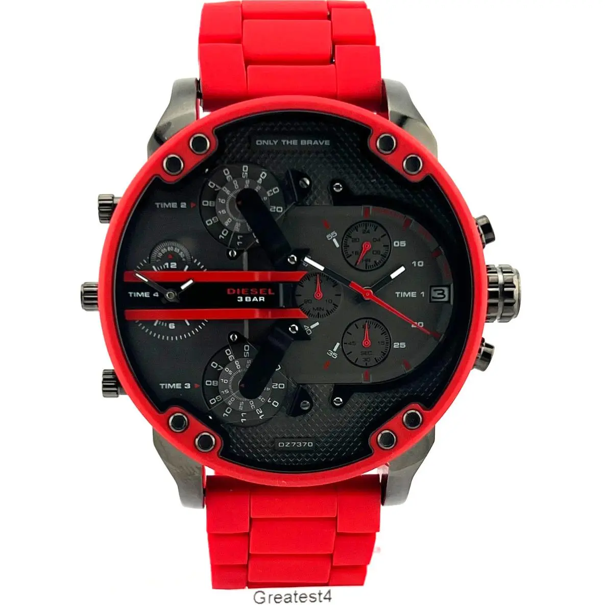 Diesel Mr Daddy 2.0 DZ7370 Chronograph Gray Dial Red Silicone Strap 57MM Men