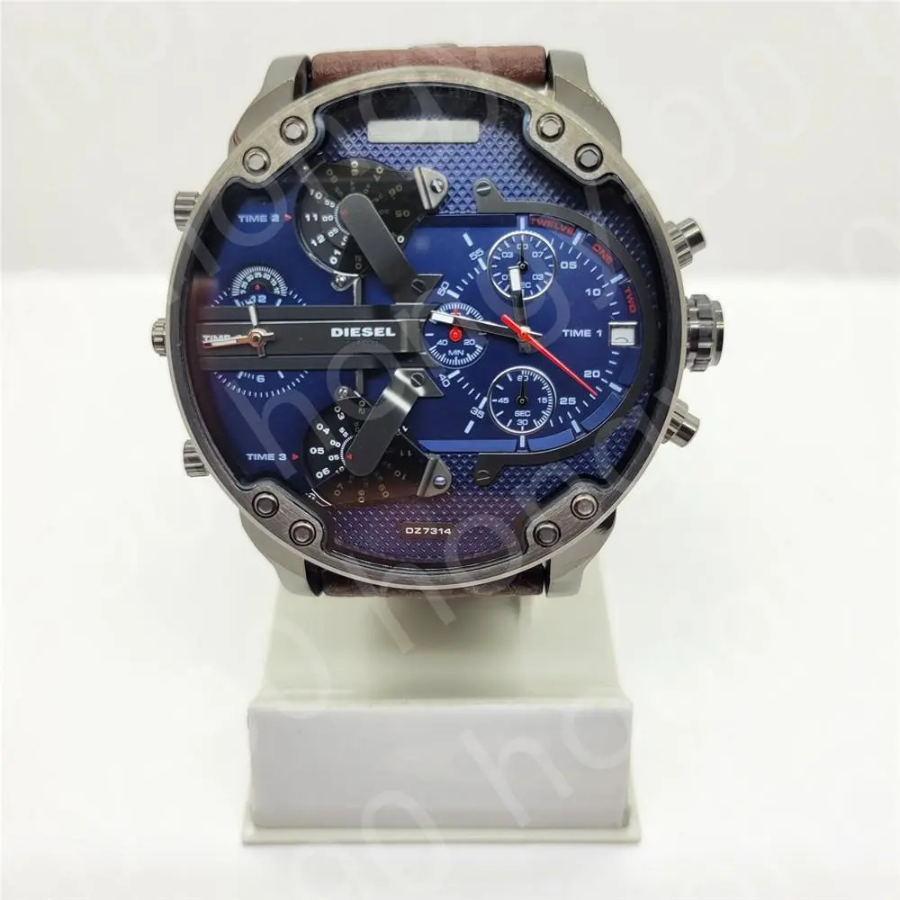 DZ7314 Mr.daddy 2.0 Chronograph Blue Dial Brown Leather Strap Men`s Watch by Diesel