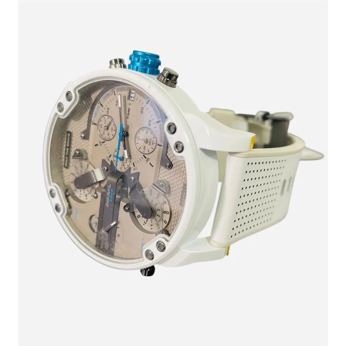 Diesel Men`s Watch White Gray Leather Silicone MR Daddy 2.0 DZ7419