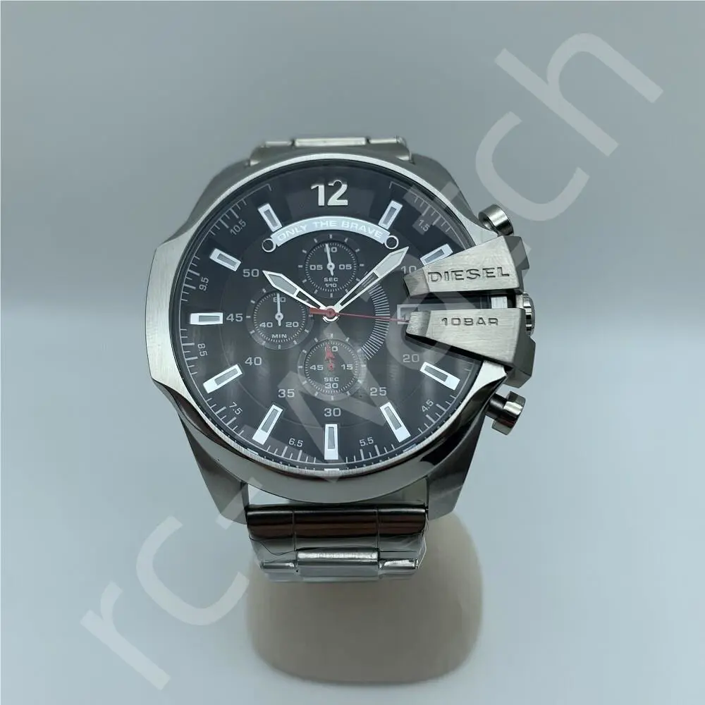 Diesel Mega Chief DZ4308 Chronograph Black Dial Stainless Steel Band Men`s Watch