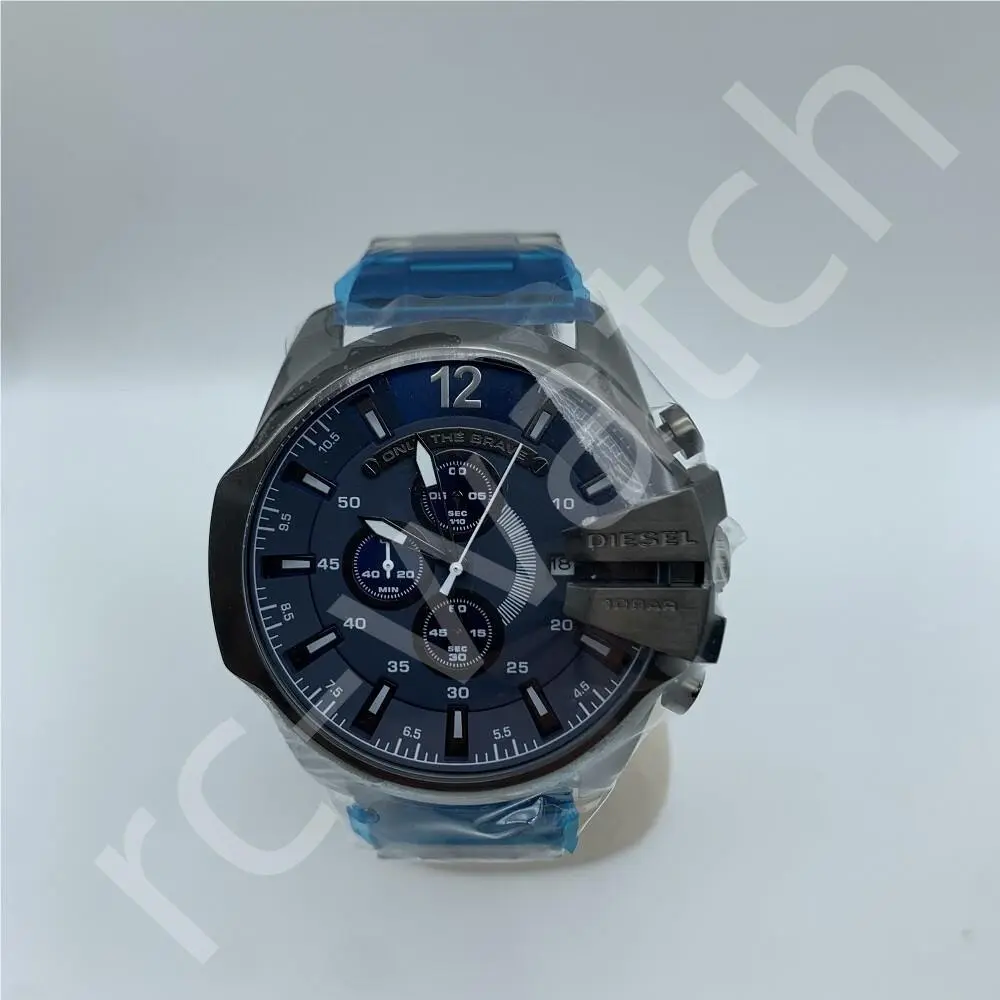 DZ4329 Mega Chief Blue Dial Gunmetal Plated Stainless Steel Men`s Watch by Diesel