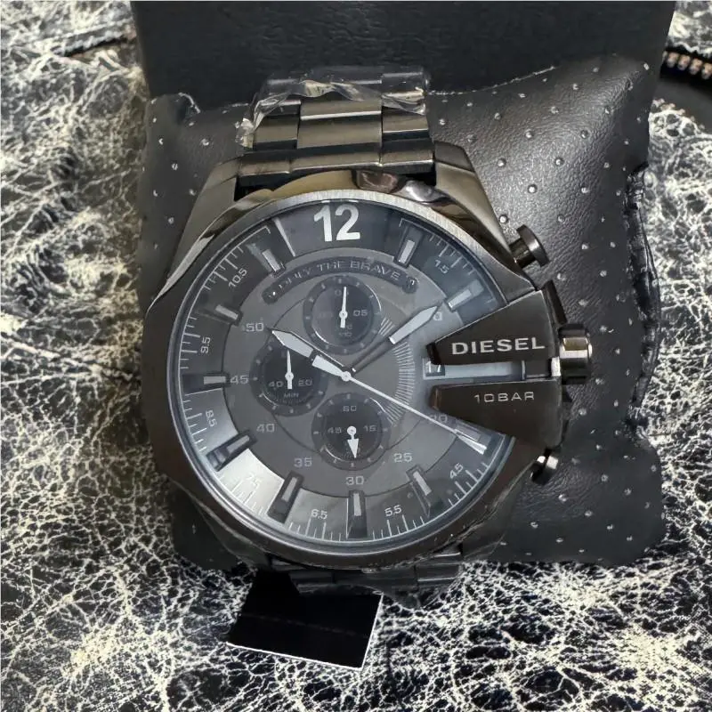Men`s Mega Chief Chronograph Black Steel Watch DZ4355 by Diesel