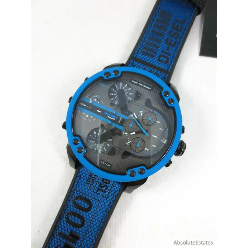 Diesel Mr Daddy 2.0 Black Blue DZ7434 Large Mens Chronograph Watch