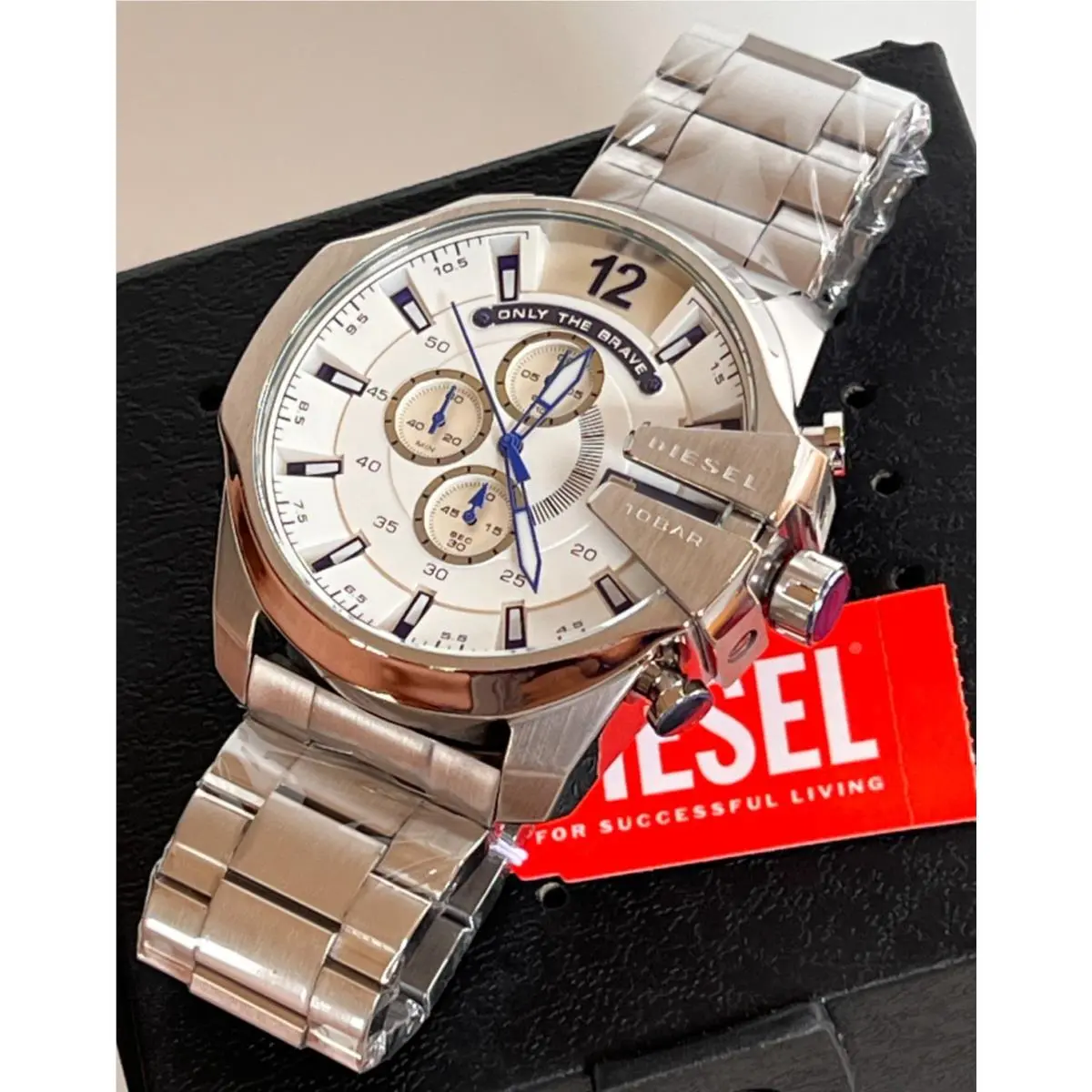 Men`s DZ4477 Mega Chief Stainless Steel Chronograph Watch G/box by Diesel