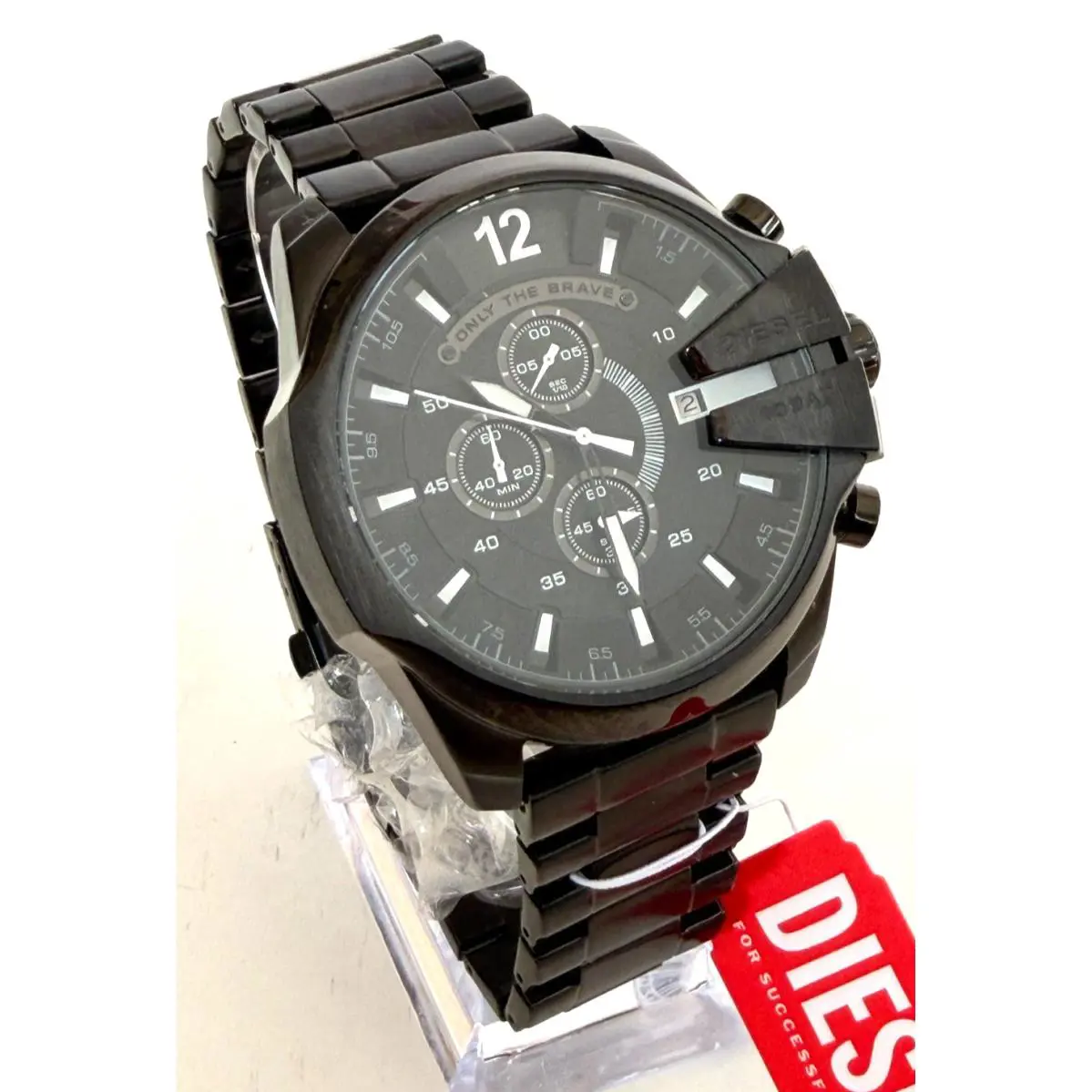 Diesel DZ4283 Mega Chief Mens Black Stainless Steel Chronograph Watch Nibwt