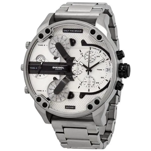 Diesel Mr. Daddy 2.0 Chronograph Quartz Silver Dial Mens Watch - DZ7421