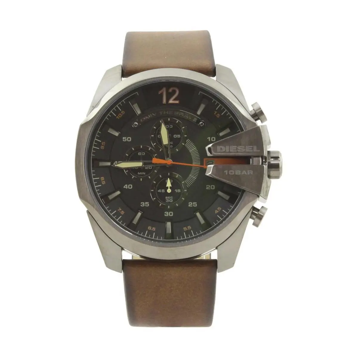 Diesel Men`s Mega-chief DZ4343 Distress Vintage Leather Chronograph Analog Watch