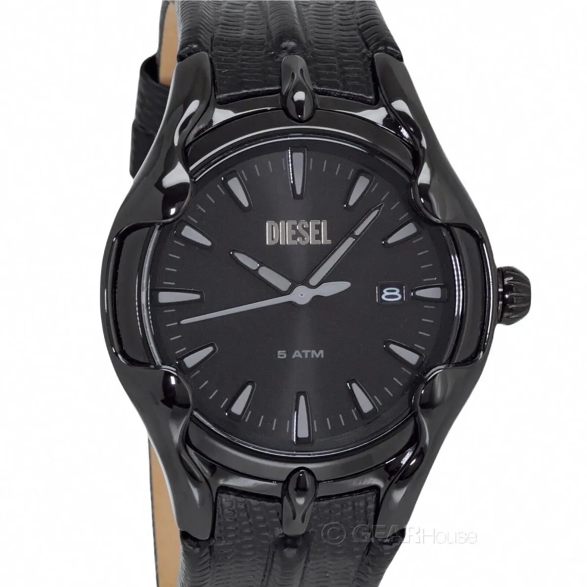 Diesel Metamorph Vert Mens Watch Black Dial Reptilian Embossed Leather Band