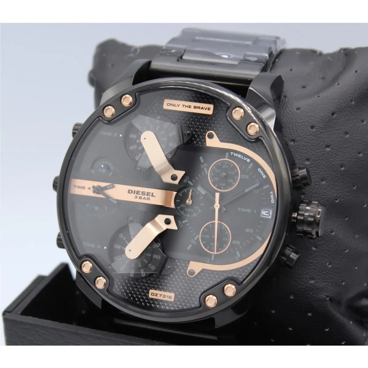 Diesel MR Daddy 2.0 Black Rose Gold Chronograph DZ7312 Mens Watch