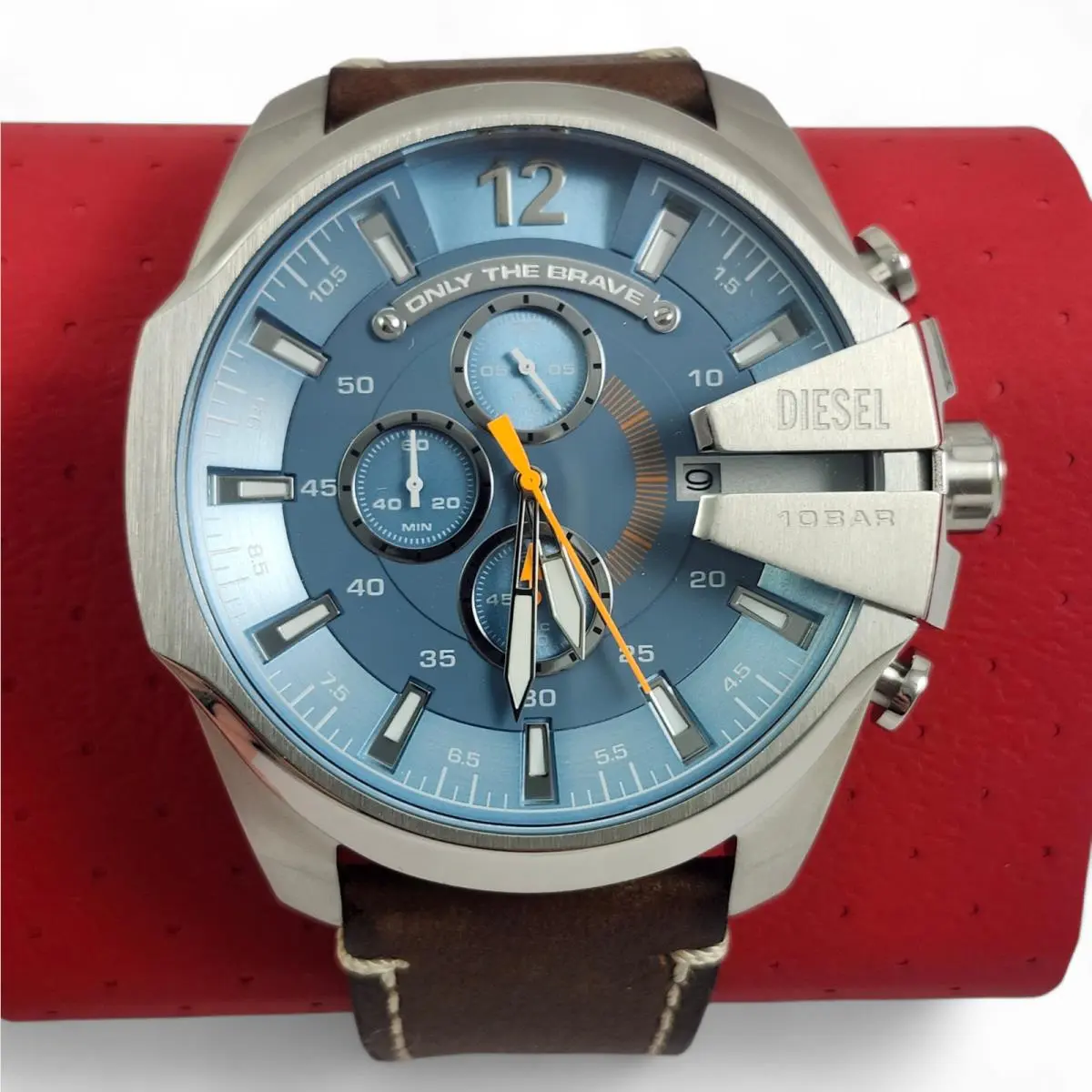 Men`s Mega Chief Chronograph Blue Silver S/s Watch DZ4458 by Diesel
