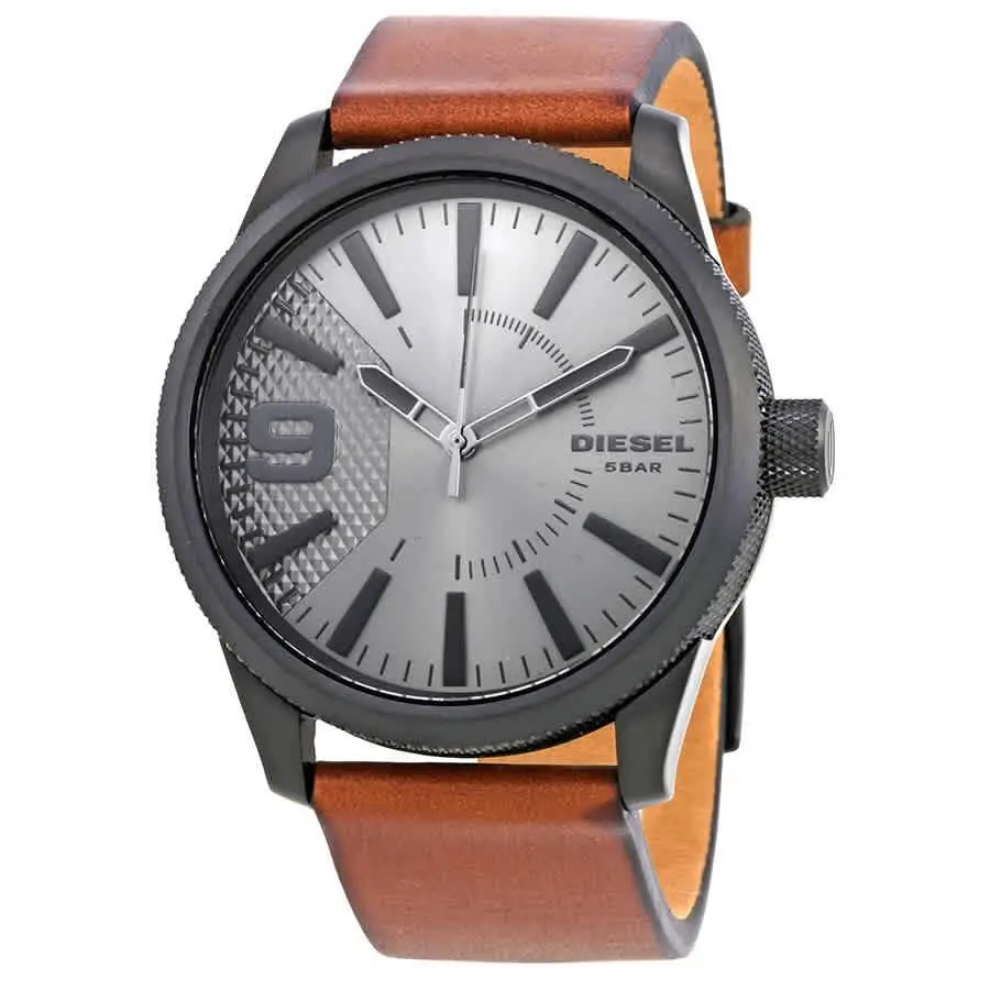 Rasp Grey Dial Brown Leather Men`s Watch DZ1764 by Diesel