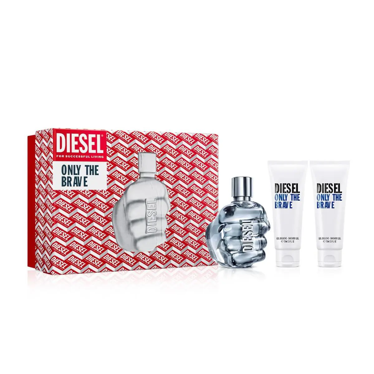 Only The Brave 3PC Fragrance 4.2 Oz Eau de Toilette 2x 2.5 Oz Shower Gel by Diesel