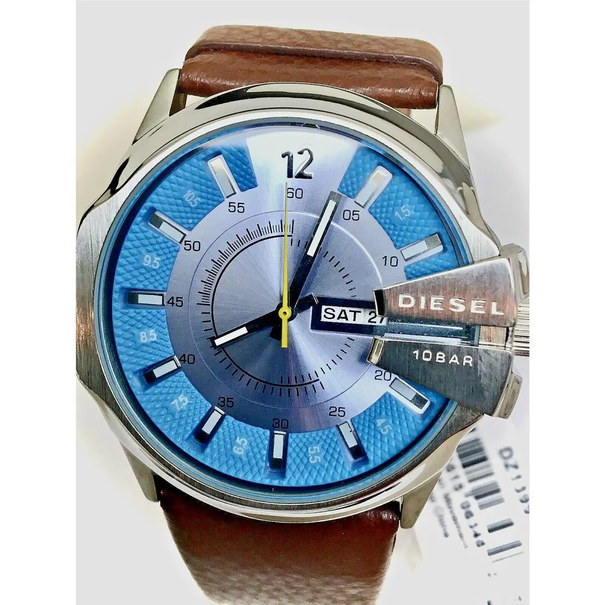 Diesel Men`s DZ1399 Blue Dial Brown Calfskin Strap NO Box