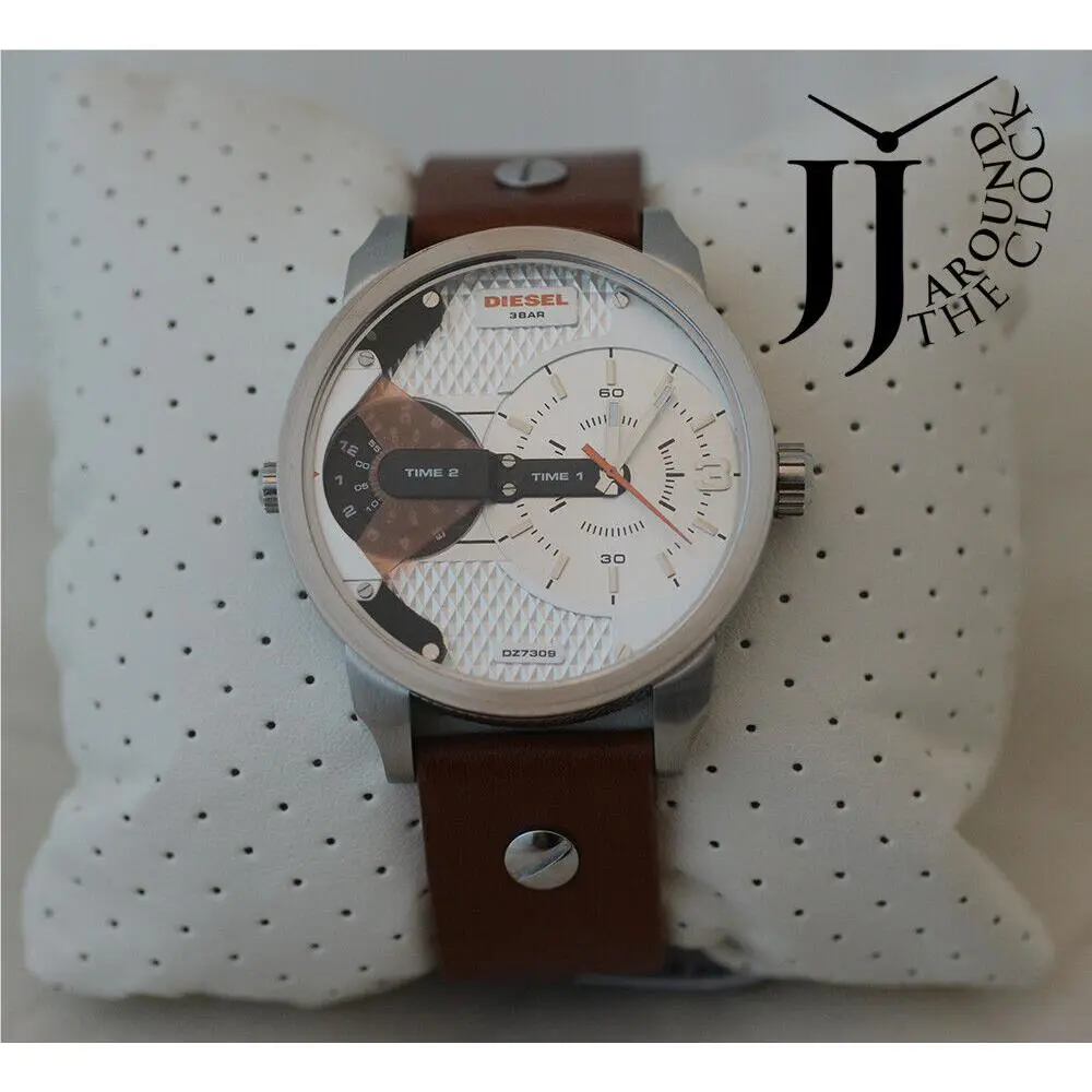 Diesel Men`s Mini Daddy Stainless Steel Brown Leather Watch 46mm DZ7309
