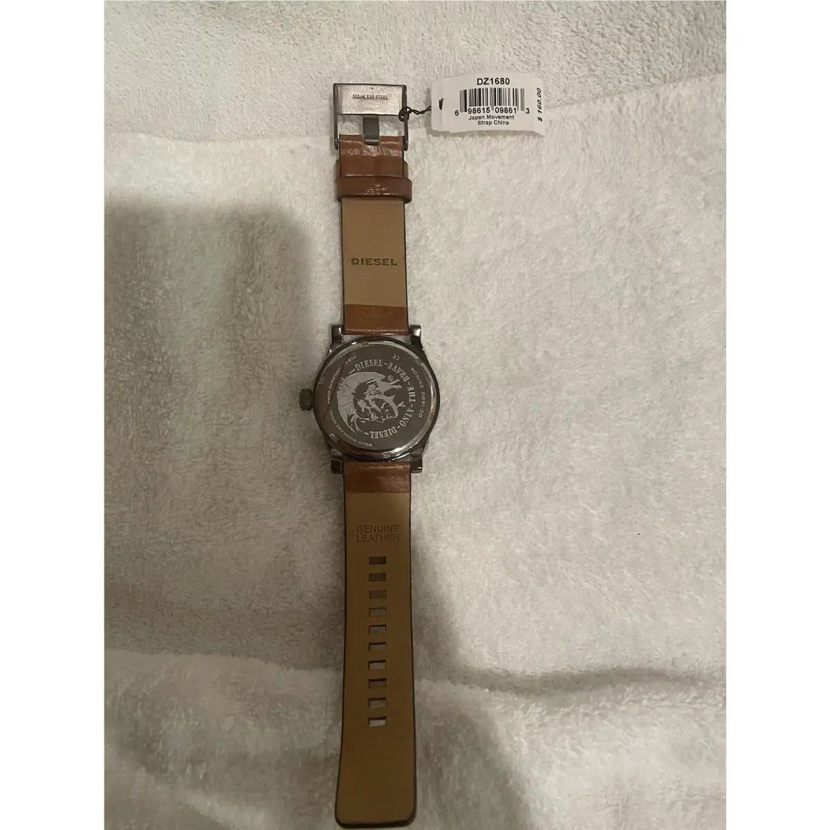 Diesel DZ1680 Double Down Gunmetal Dial Tan Leather Men`s Watch