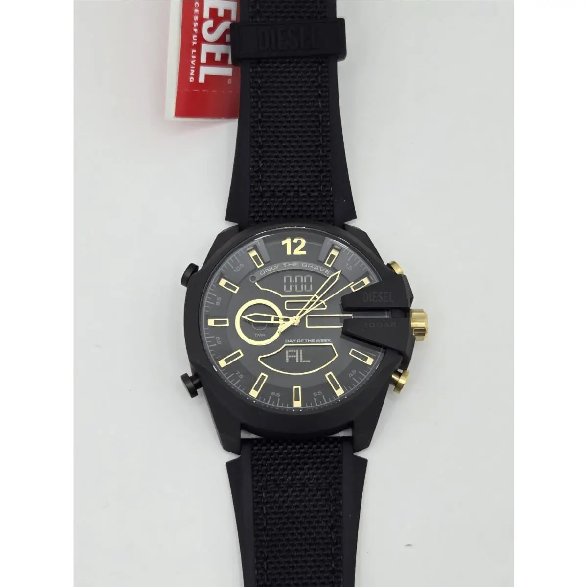 Diesel Mega Chief DZ4552 Analog-digital Black/gold Dial Silicone Band Watch