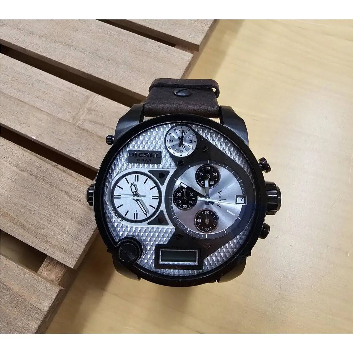 Diesel Mr Daddy Chronograph 57MM Brown Leather Men`s Watch DZ7126