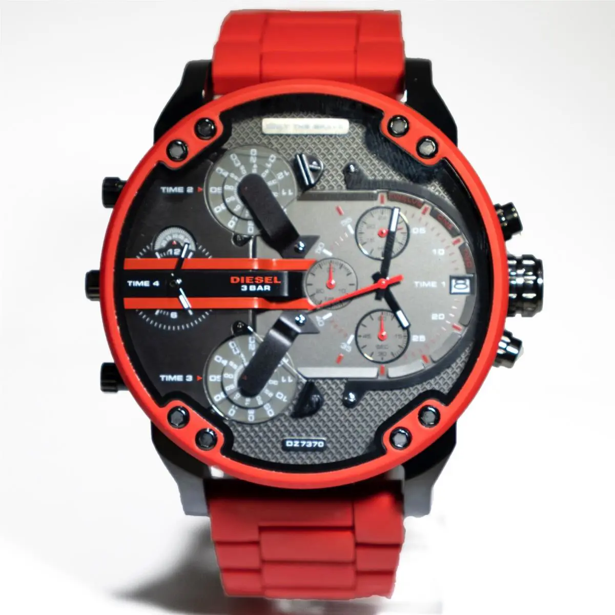 Mens DZ7370 Red/grey Mr. Daddy 2.0 Stainless/silicone 57mm Diesel