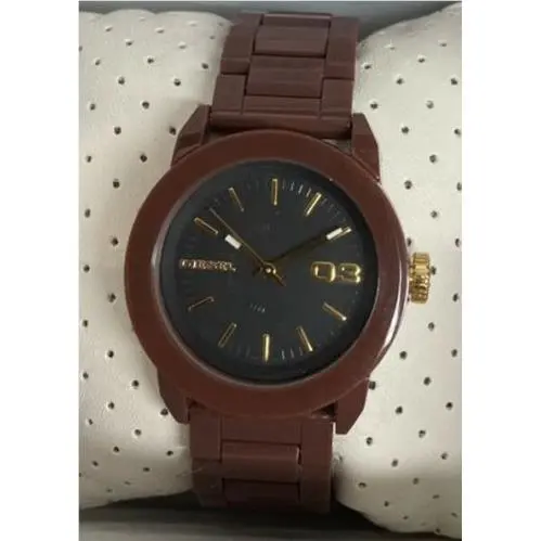 Brown Resin Bracelet Gold Black Women`s Watch DZ5261 by Diesel