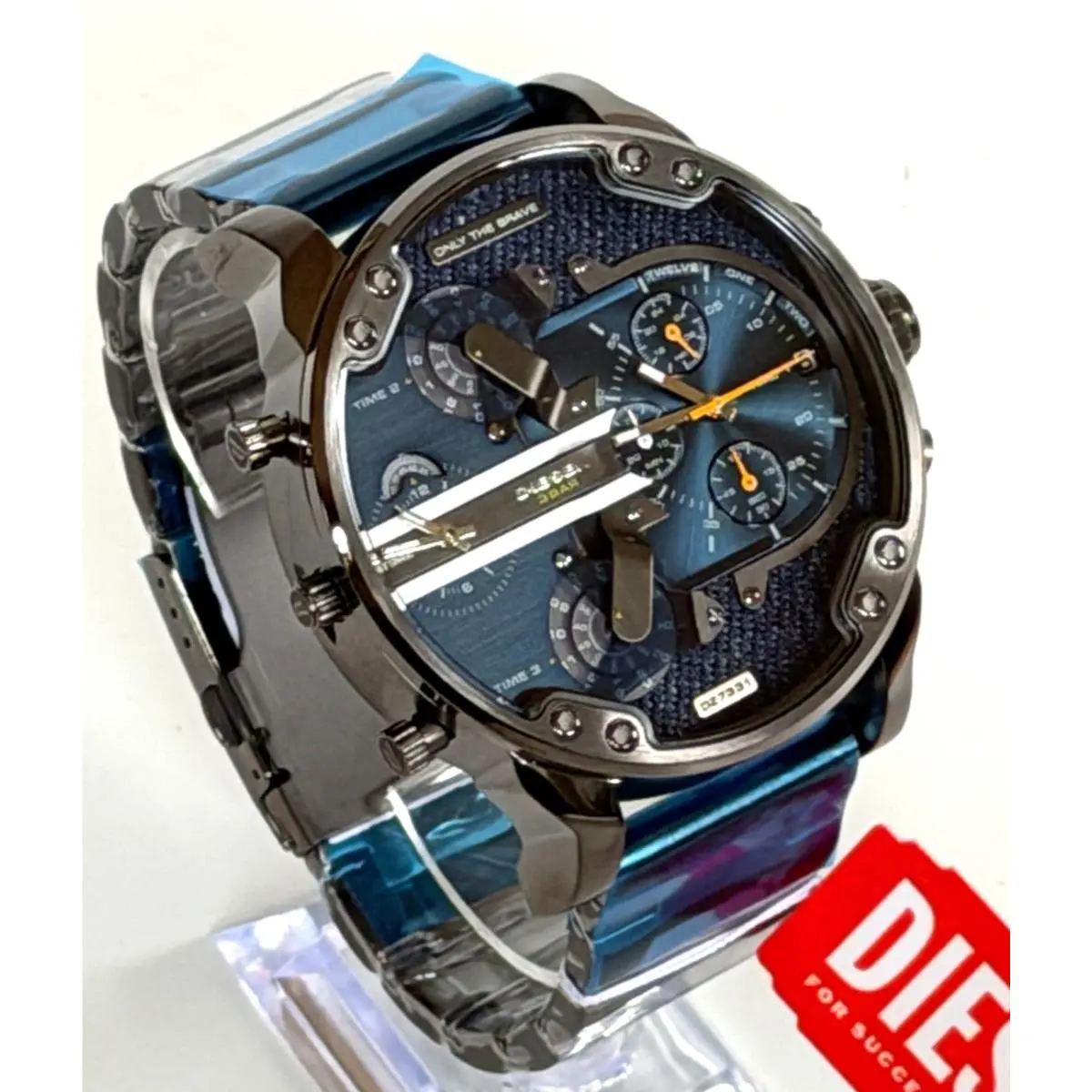 DZ7331 Mr. Daddy Gunmetal Stainless Steel Blue Dial Watch Bnwt/box by Diesel