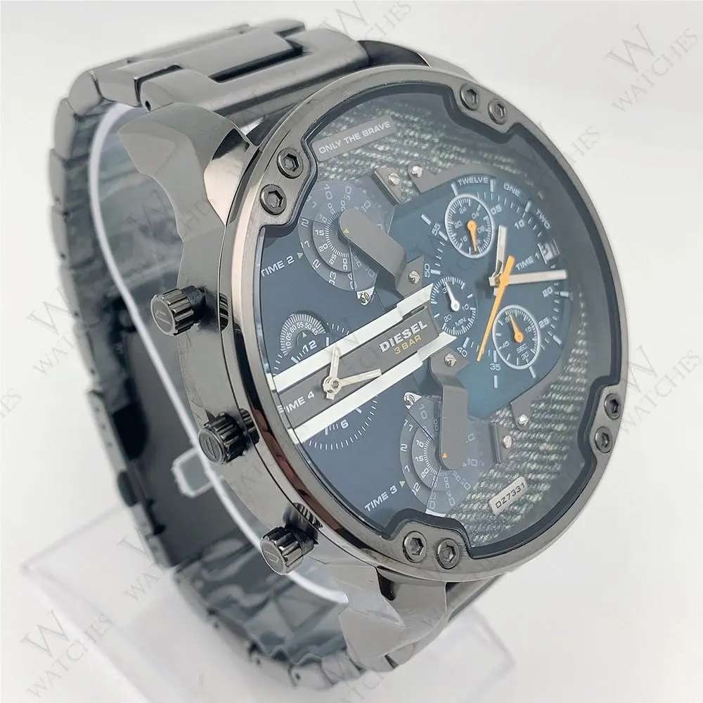 DZ7331 Mr. Daddy Gunmetal Stainless Steel Bracelet Blue Dial Men`s Watch by Diesel
