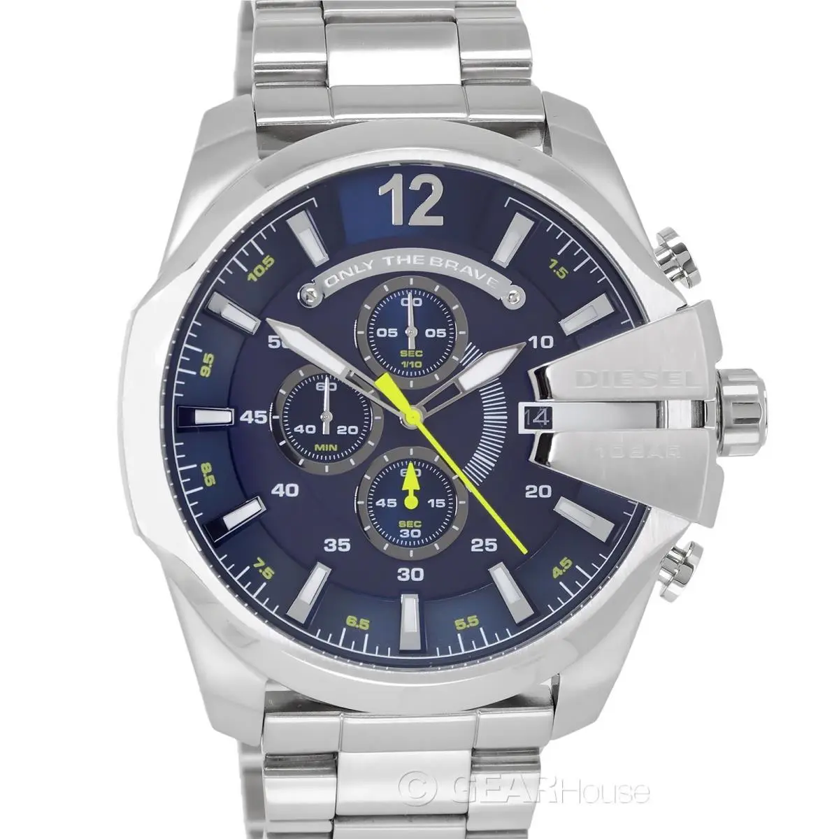 Mega Chief Mens Chronograph Watch Blue Dial. Stainless Steel Band by Diesel