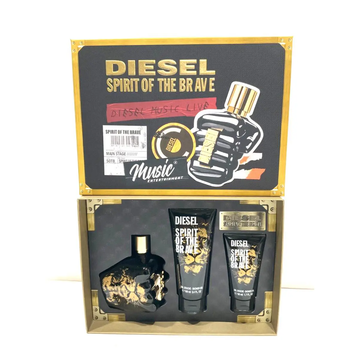 Diesel Only The Brave Men`s 3 Pc Set 4.2 Oz Edt + 3.4 oz + 1.7 oz Shower Gel