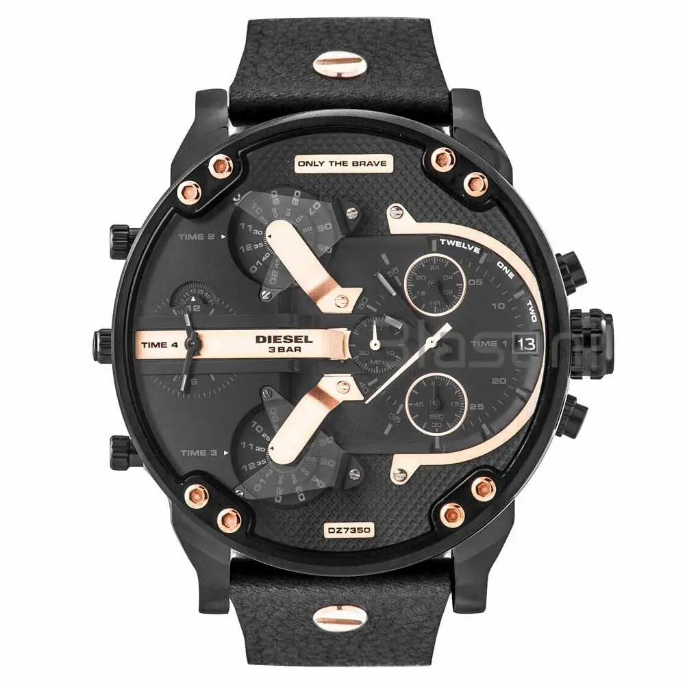 DZ7350 Mr Daddy 2.0 Chronograph Black Black Leather Strap Watch 57mm by Diesel