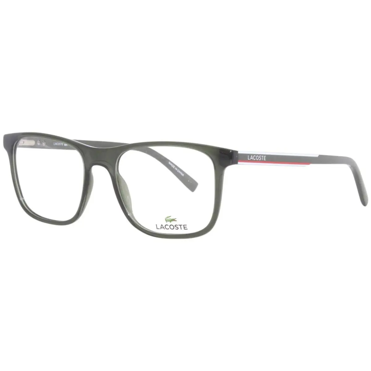 Lacoste L2848 317 Eyeglasses Frame Men`s Transparent Khaki Full Rim Square 53mm