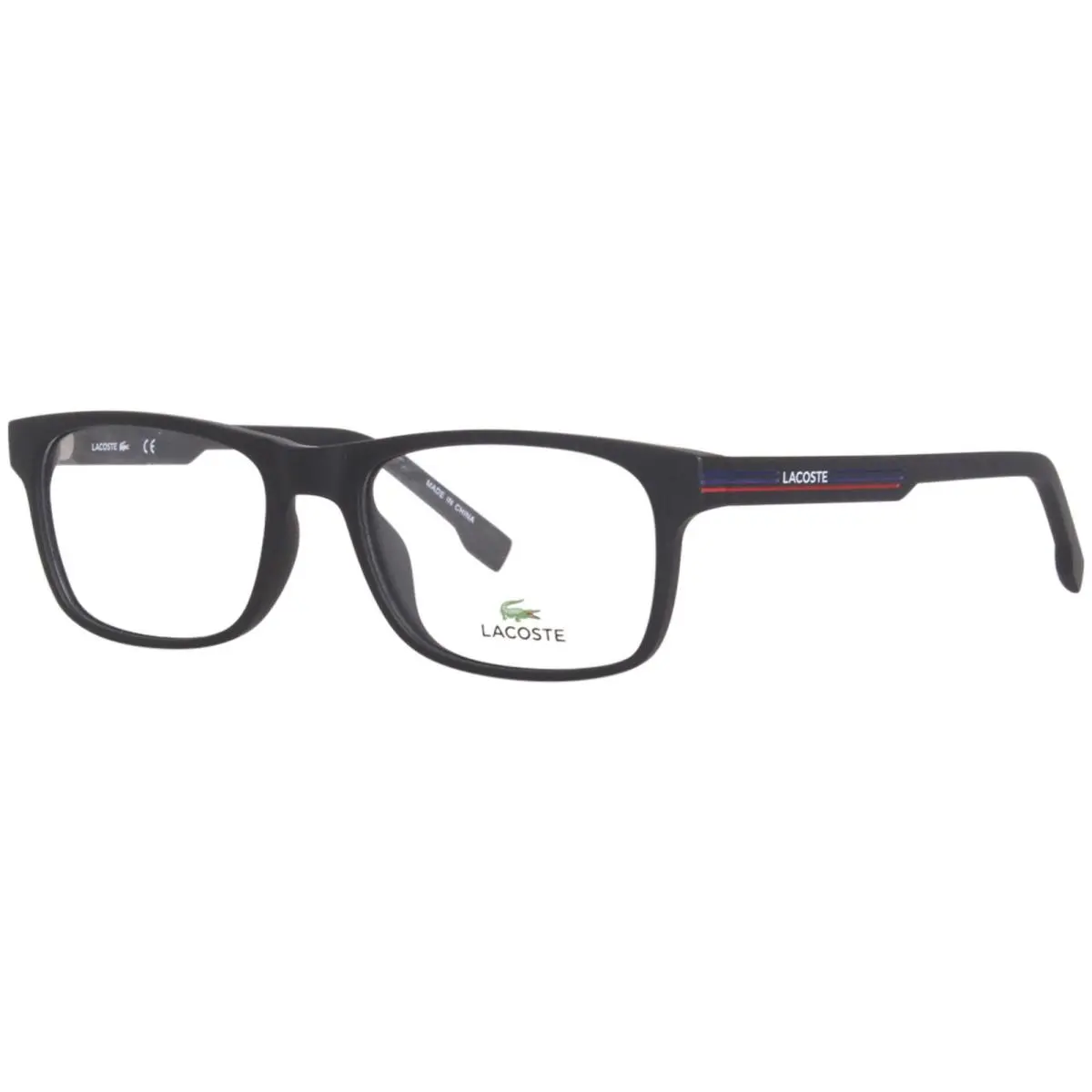 L2886 002 Eyeglasses Men`s Matte Black Full Rim Rectangle Shape 55mm by Lacoste