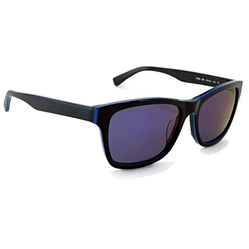 Sunglasses L683S 006 - Black Blue Stripe / Gray Purple Flash Lens by Lacoste