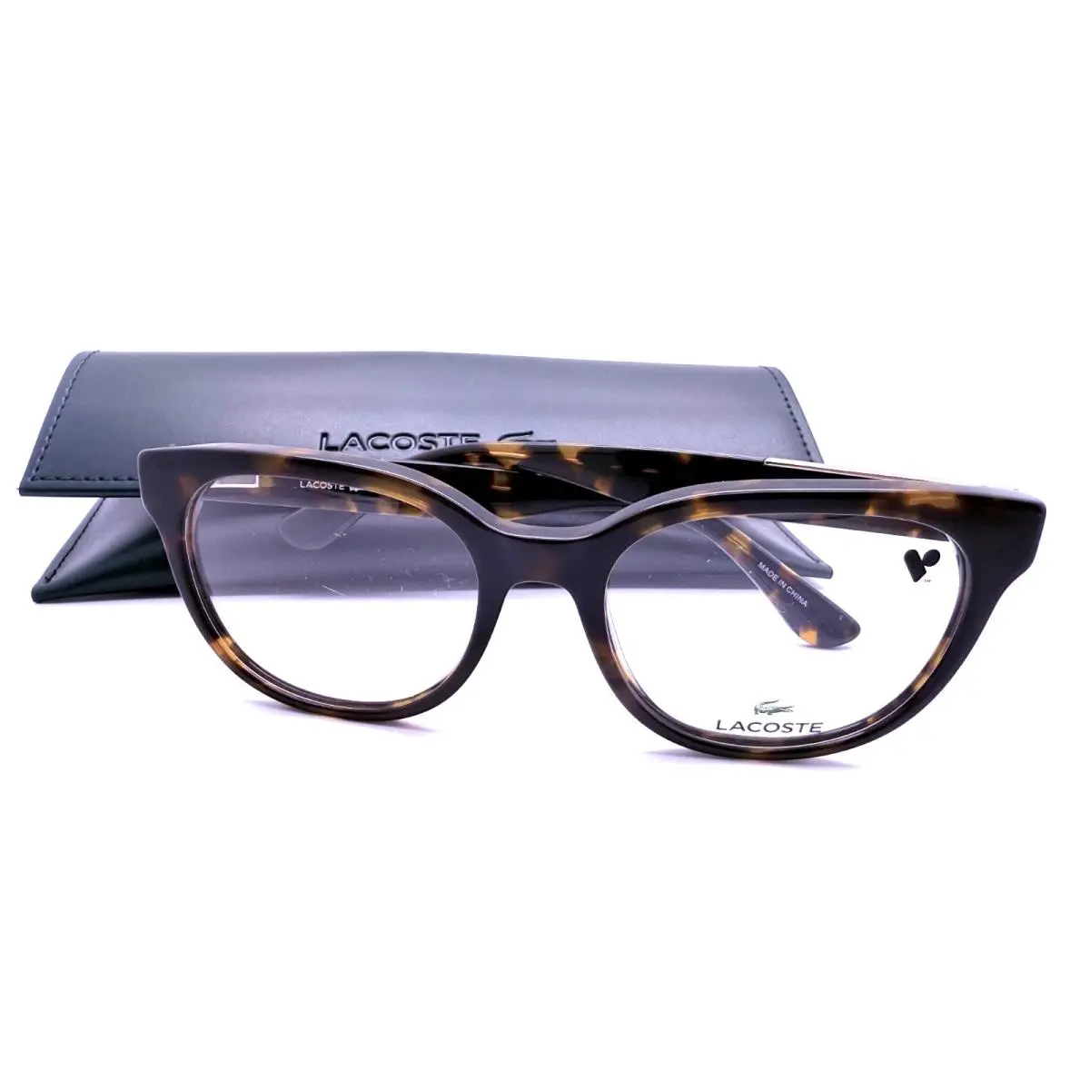 L2901 230 Women`s Eyeglasses Havana Acetate Square Shape Full Rim Frame by Lacoste