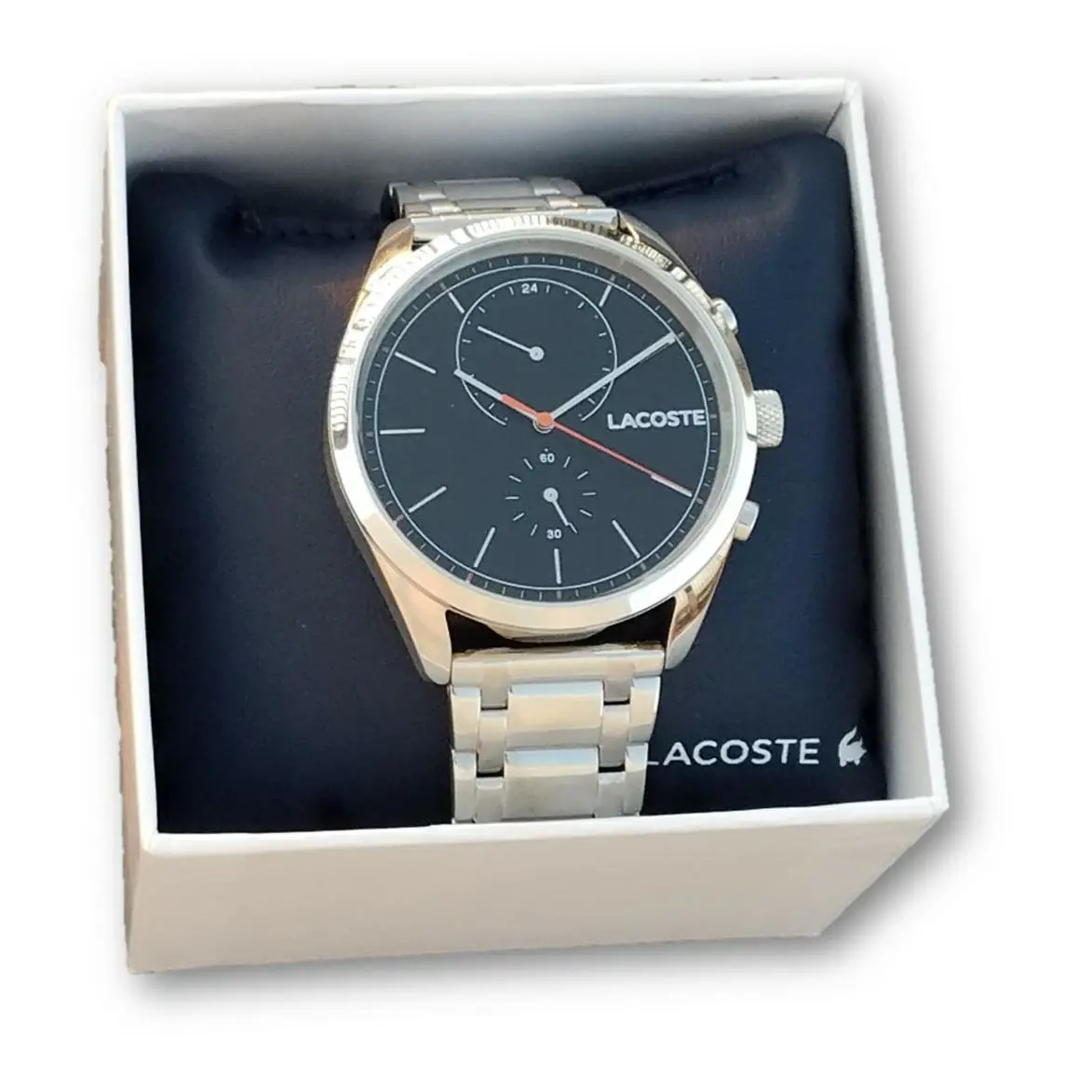 Lacoste Men`s Stainless Steel San Diego Watch 2010918 Black Dial Face