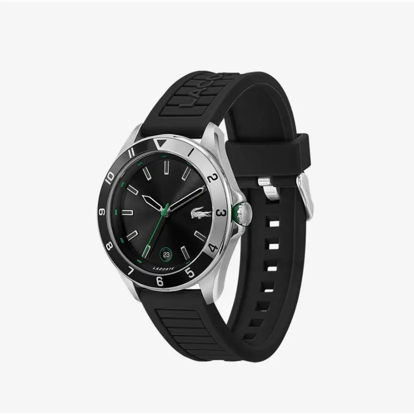 Lacoste 2011188 Tiebreaker 3 Black Dial Black Silicone Strap Mens Watch
