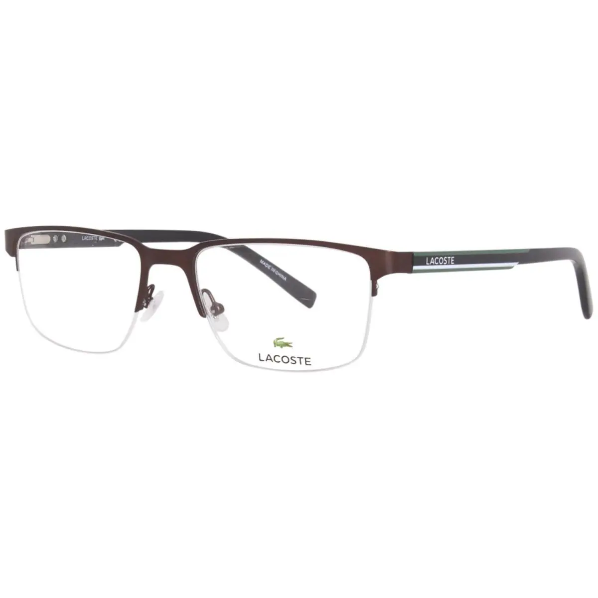 L2279 301 Eyeglasses Men`s Semimatte Green Semi Rim Rectangle Shape 55mm by Lacoste