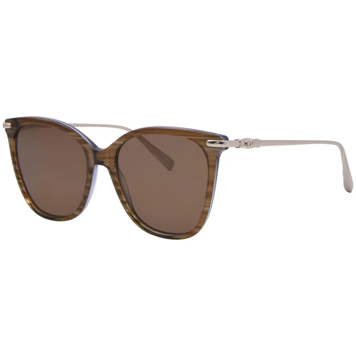 Lacoste Longchamp LO757S 211 Sunglasses Women`s Striped Brown/brown Rectangle Shape 55mm - Frame: Brown, Lens: Brown