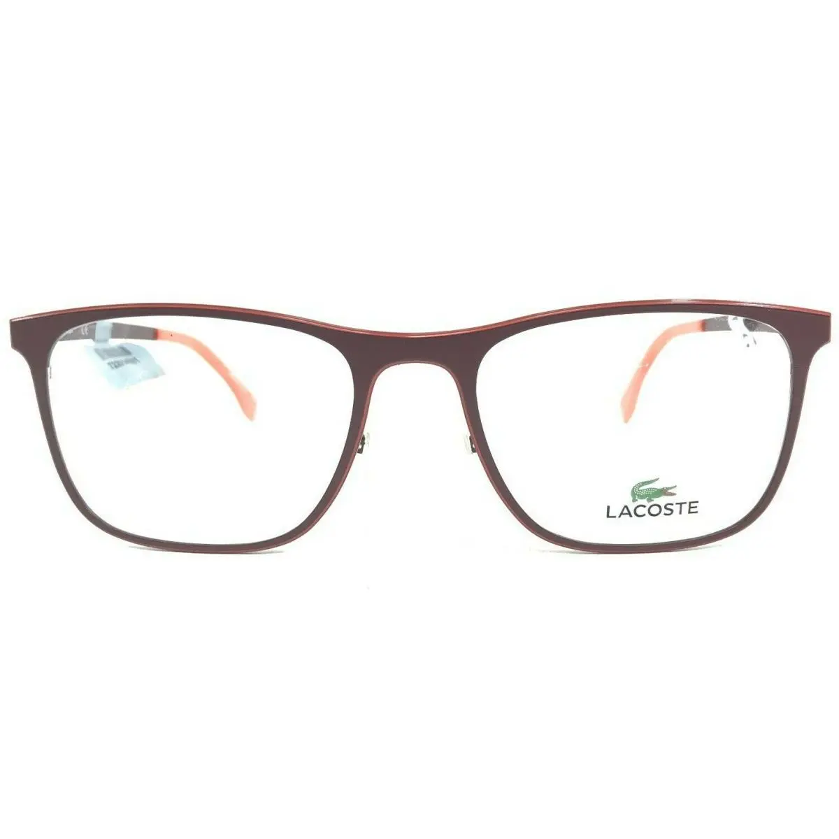 Lacoste Eyeglasses Frames L2231 615 Red Square Horn Thin Wire Rim 55-19-145