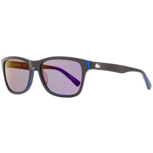L683s 006 Shiny Black Blue Gray Lens Squared Unisex Sunglasses by Lacoste