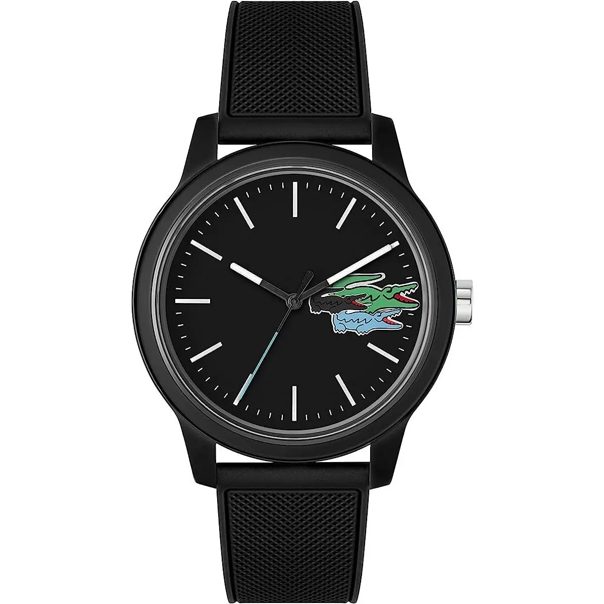 L.12.12 Black/gold Silicone Piqué Pattern Strap Men`s Watch 2011134 by Lacoste