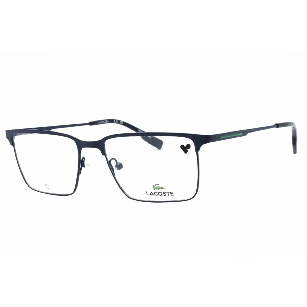 Lacoste Men`s Eyeglasses Matte Blue Square Full Rim Metal Frame L2296 424