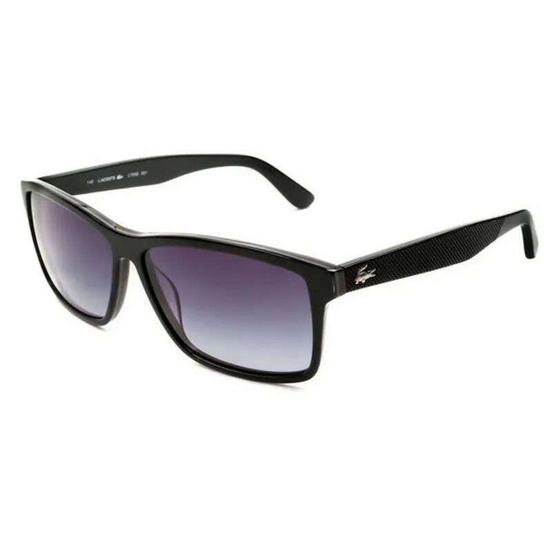 Lacoste L705s 001 57mm Shiny Black Brown Gray Lens Squared Unisex Sunglasses
