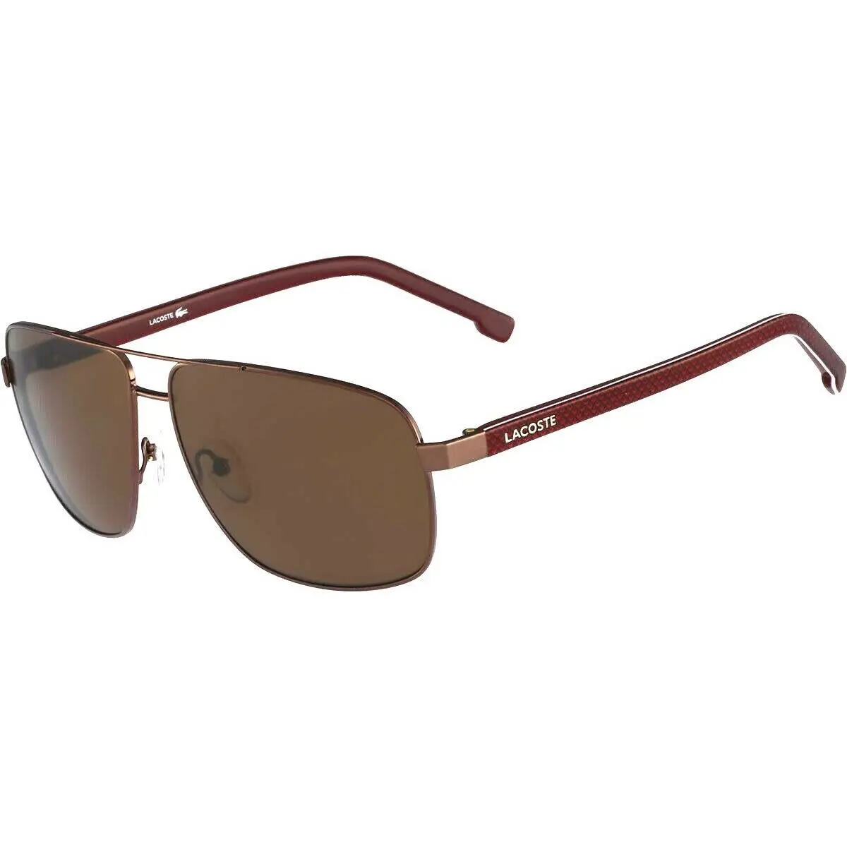 Lacoste L162s 210 61mm Shiny Brown Unisex Metal Pilot Square Sunglasses