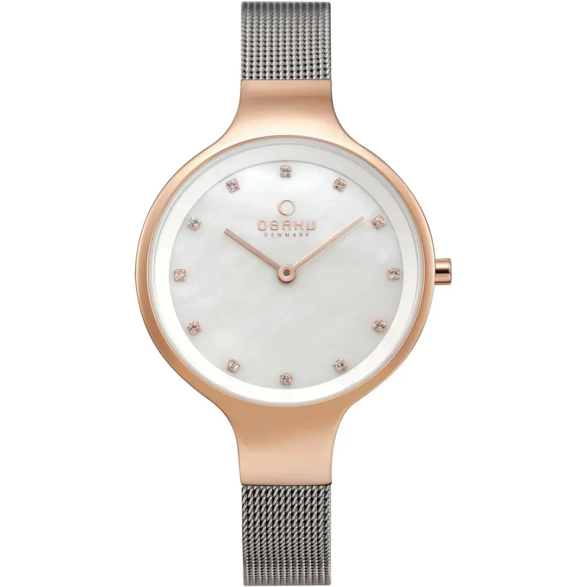 Women`s Rose White Mother of Pearl Dial Watch - V173LXVWMC by Obaku