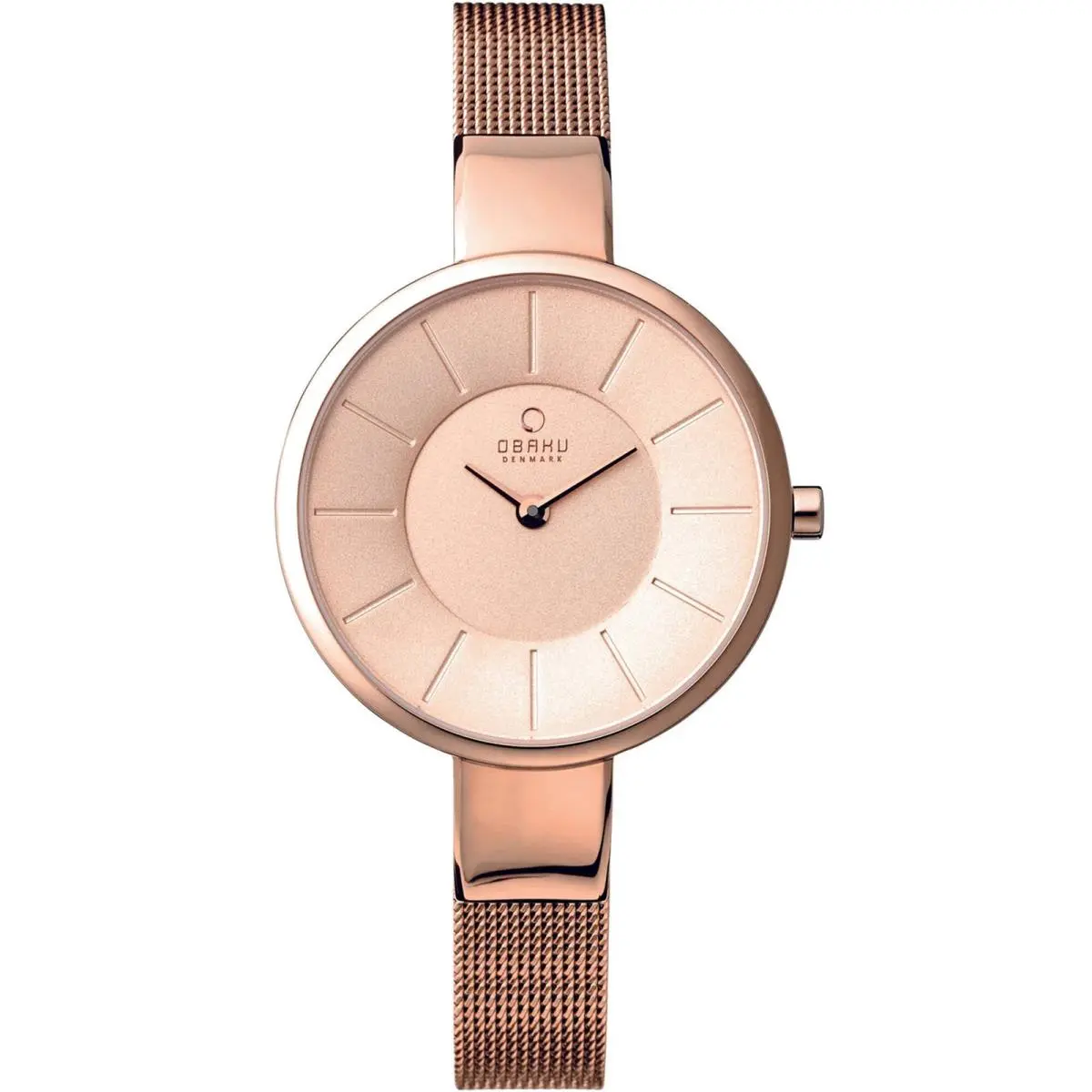 Women`s Watch Denmark Rose Gold Dial Plated Steel Bracelet V149LXVVMV by Obaku