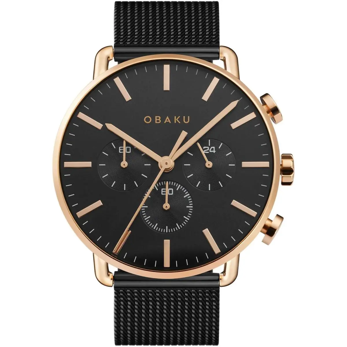 Men`s Havn Black Dial Watch - V232GCVBMB by Obaku