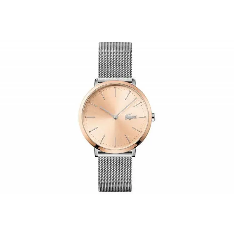 Lacoste Ladie`s Moon Quartz Watch Rose with Stainless Steel Strap Silver 2001002