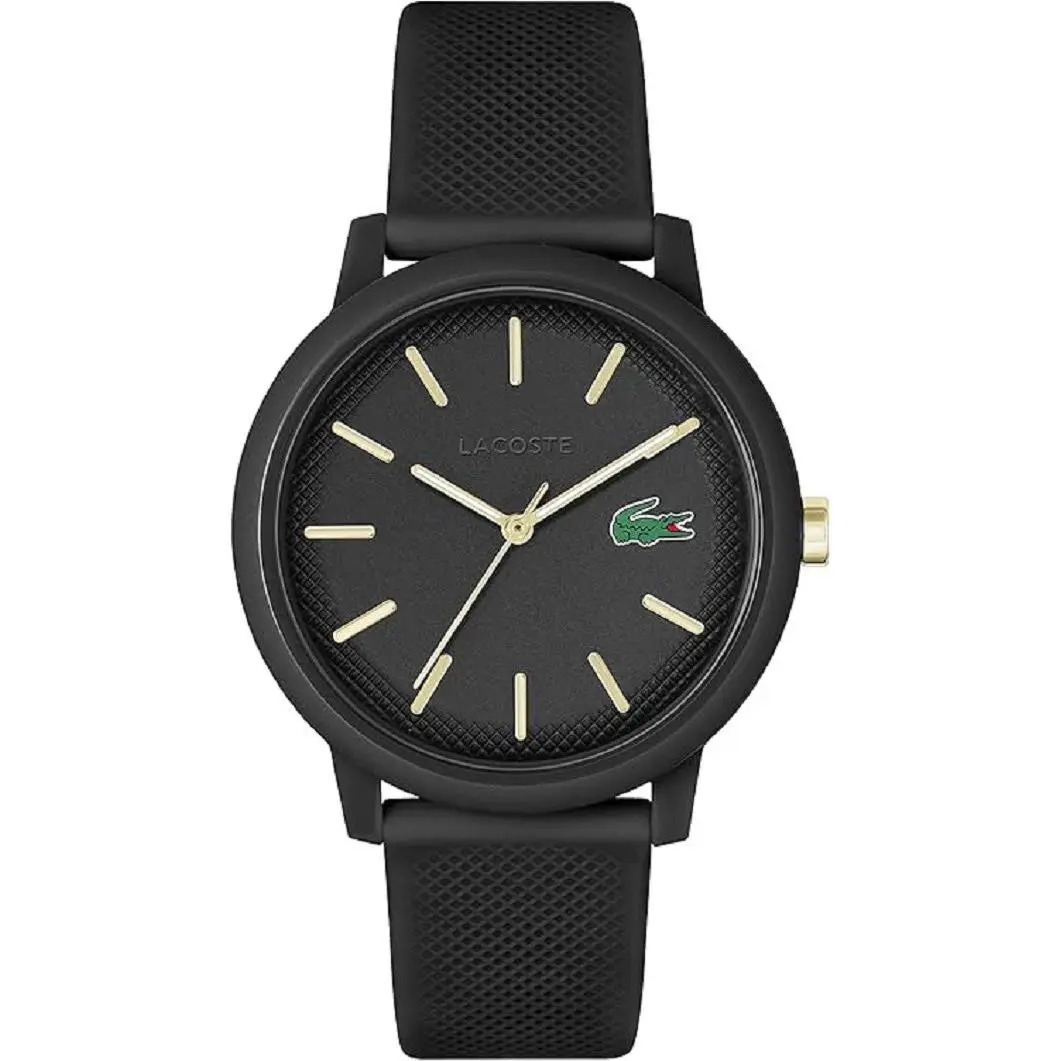 Lacoste 12.12 Men`s Quartz Watch TR90 Case Quartz with Silicon Strap Black